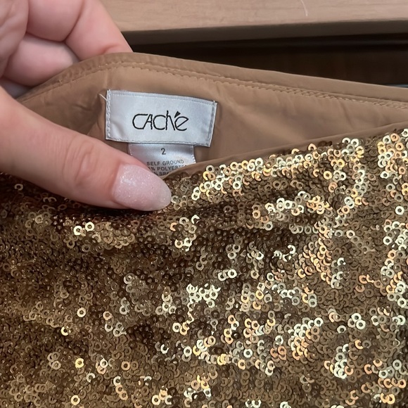 Caché Gold Sequined Skirt - Picture 2 of 4
